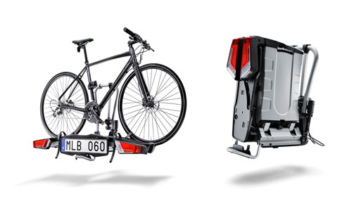 Portabicicletas plegable de montaje en gancho de remolque, 2 bicicletas